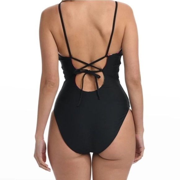 La BLANCA - Swimsuit Tummy Control Reversible Plunge One Piece Floral & Black 10 - Picture 4 of 11